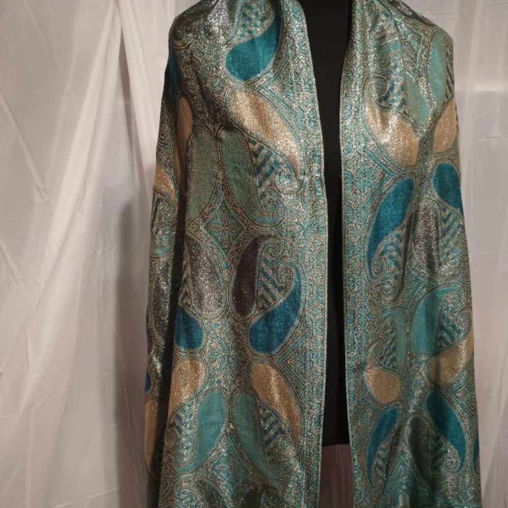 SUMMER CLEARANCE -- BLING AQUA SCARF FOR EVENING AND SPECIAL OCCASIONS